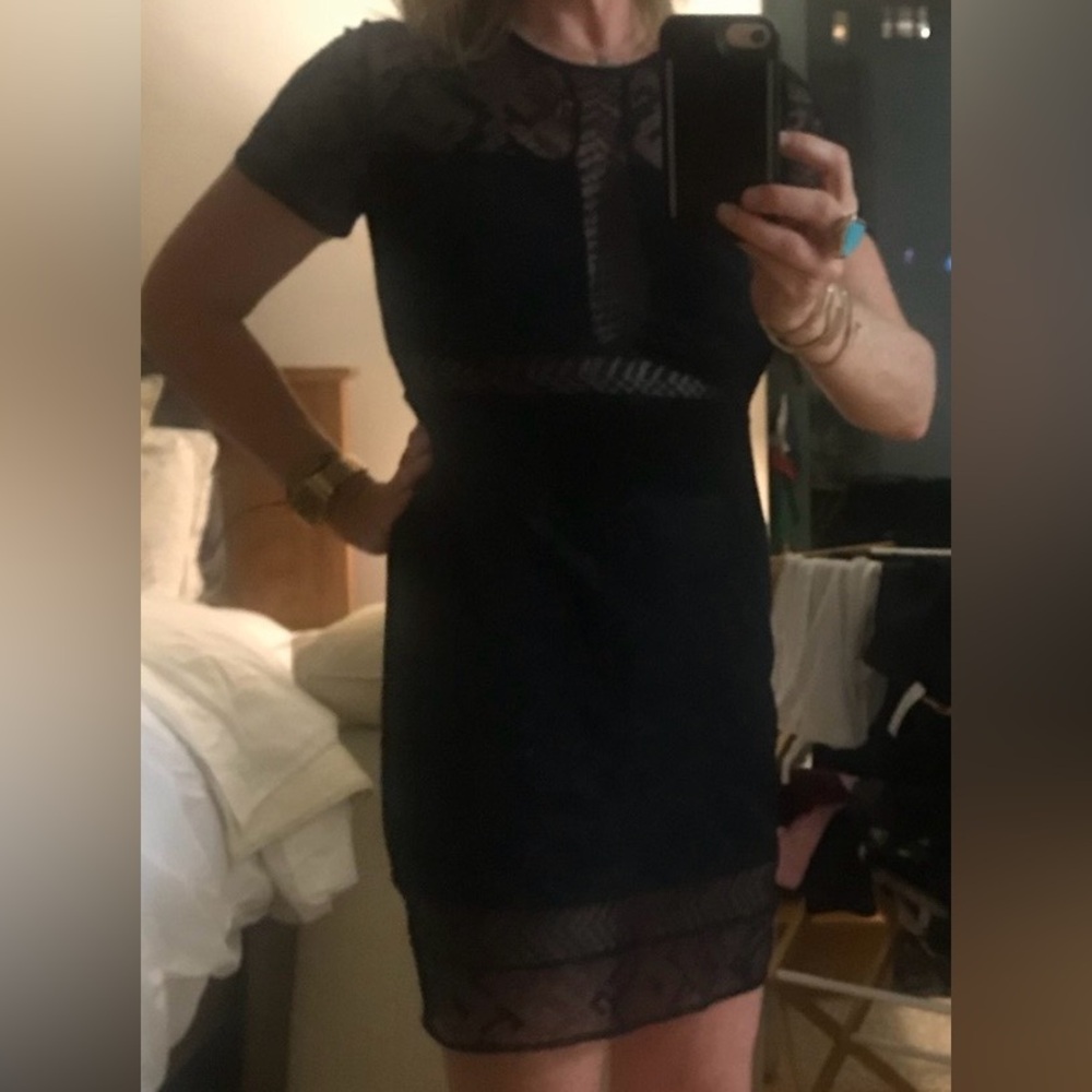 Bailey44 black Lace Short Sleeve Women's Dress